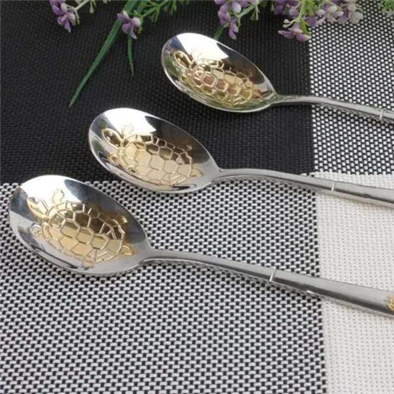 Gold Cutlery Flatware - 1 peça colher de jantar tartaruga