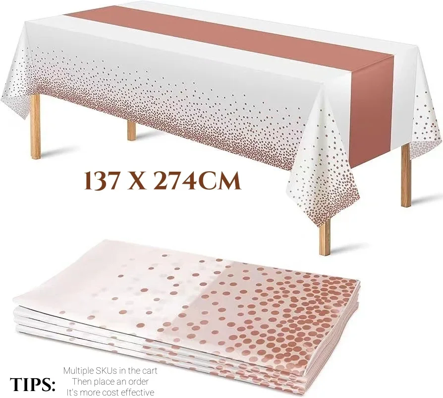 Gold Cutlery Flatware - Rose Gold Descartável Louça Set, Toalha