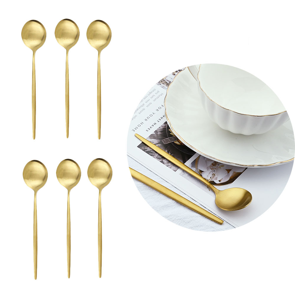 Gold Cutlery Flatware - Colher de chá de aço inoxidável