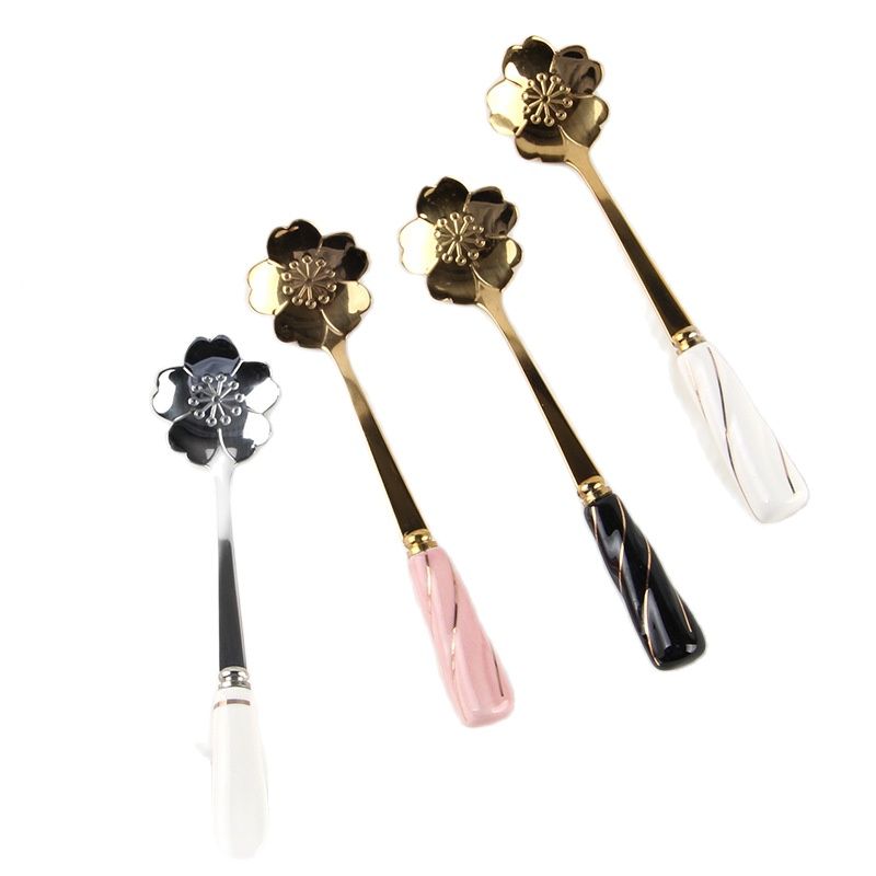 Gold Cutlery Flatware - Talheres de café mexendo colher cerâmica