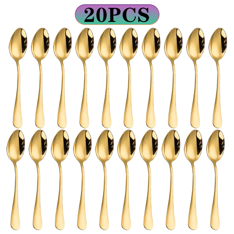 Conjunto de Colheres Pequenas  - Gold Cutlery Flatware avaliação e preço