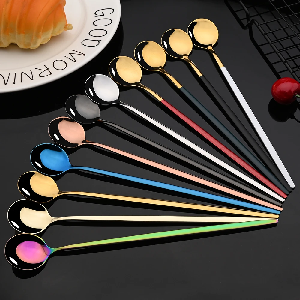 Colher de gelo com cabo longo, - Gold Cutlery Flatware avaliação e preço