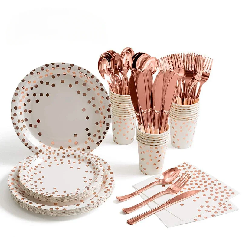 Rose Gold Descartável Louça Se - Gold Cutlery Flatware avaliação e preço