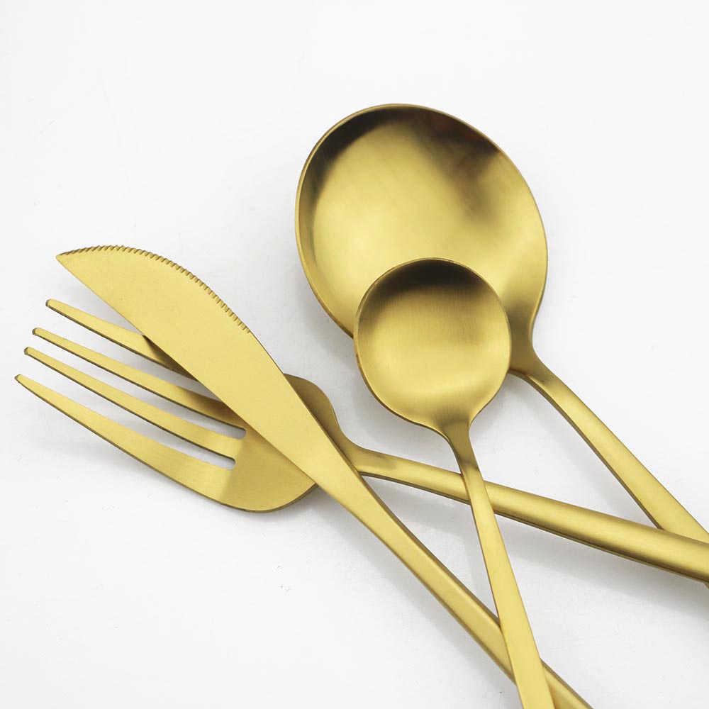 Colher de chá de aço inoxidáve - Gold Cutlery Flatware avaliação e preço