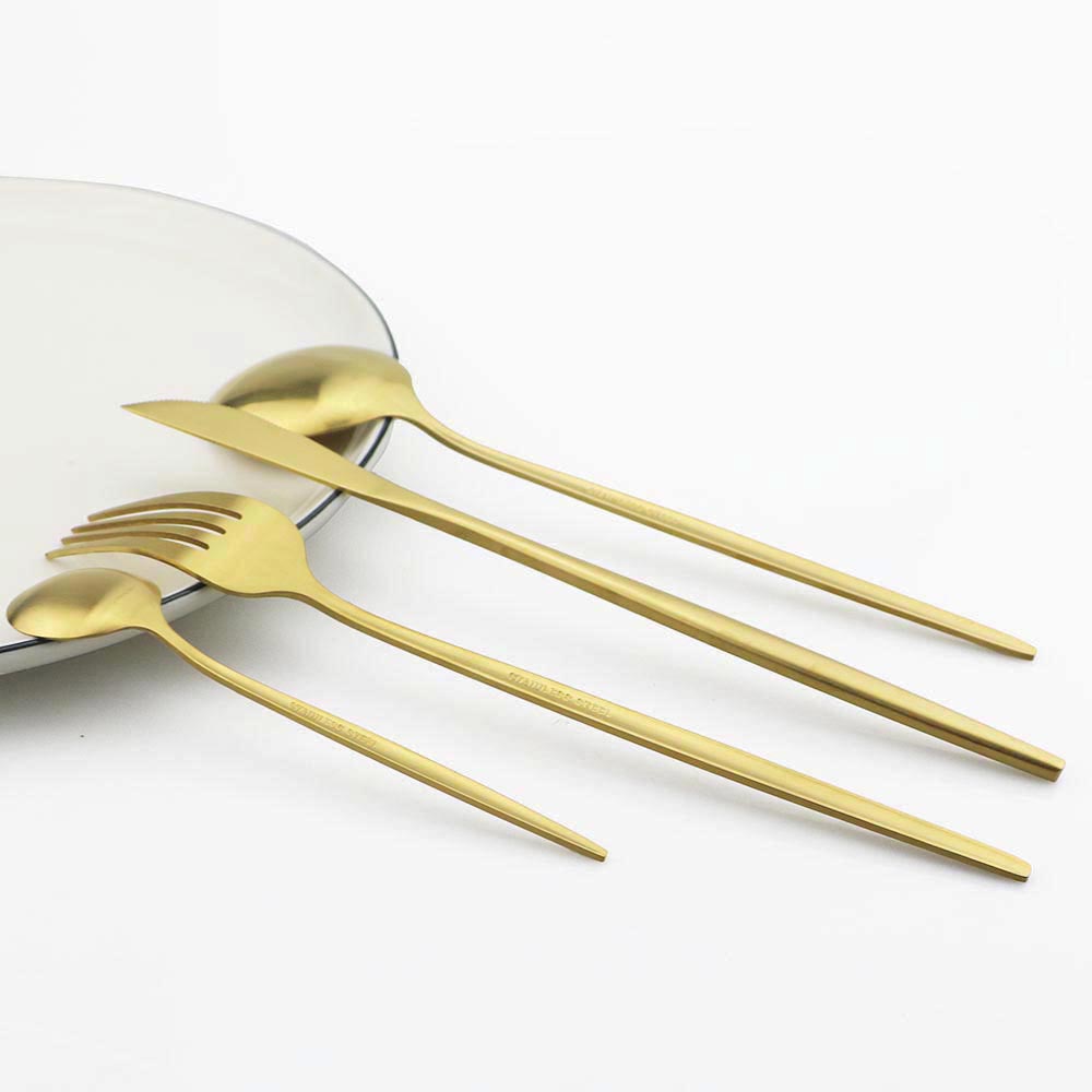 Colher de chá de aço inoxidáve - Gold Cutlery Flatware avaliação e preço